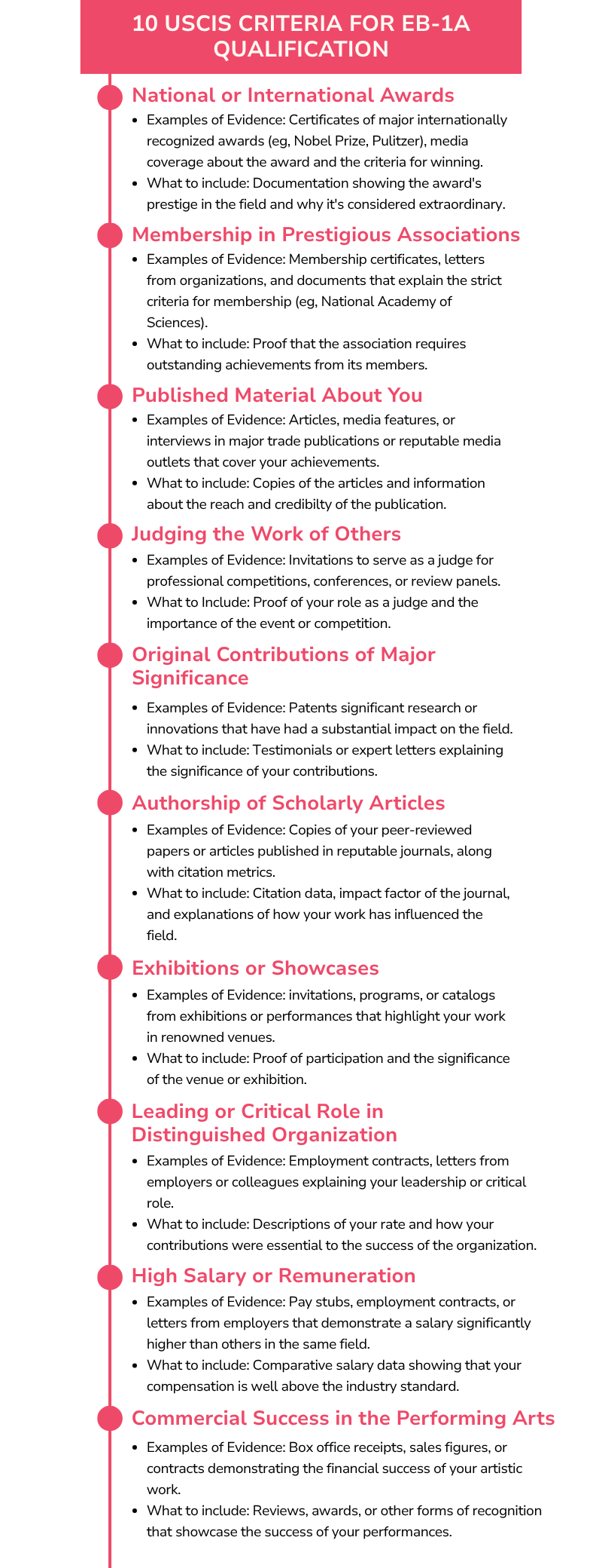 10 USCIS Criteria for EB-1A Qualification